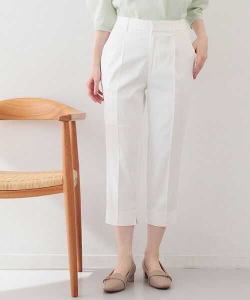 index / インデックス ショート・ハーフ・半端丈パンツ | コンパクトストレッチカプリパンツ【洗濯機OK/吸水速乾/接触冷感/透け防止】(オフホワイト(003))