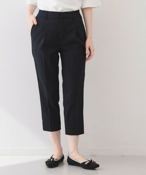 index / インデックス ショート・ハーフ・半端丈パンツ | コンパクトストレッチカプリパンツ【洗濯機OK/吸水速乾/接触冷感/透け防止】(ネイビー(094))