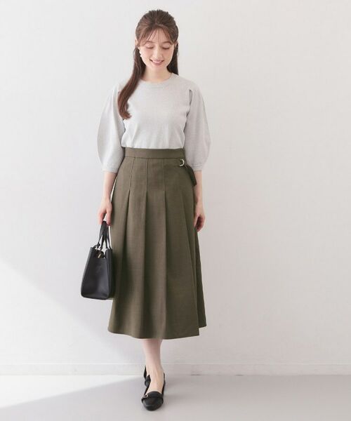 index / インデックス スカート | 麻調ツイルラップ風プリーツスカート【洗濯機OK/イージーアイロン/防シワ】 | 詳細2