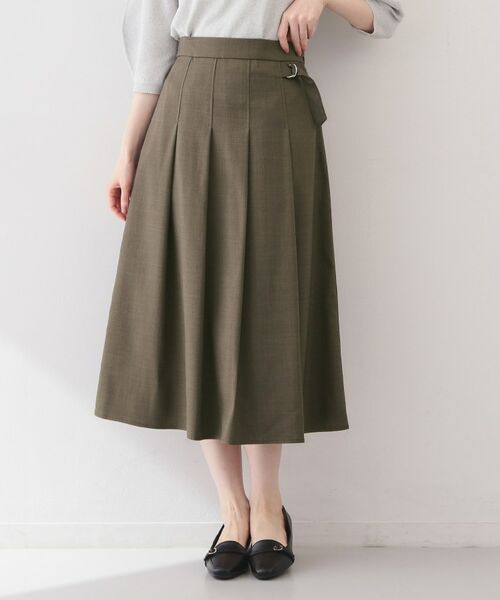 index / インデックス スカート | 麻調ツイルラップ風プリーツスカート【洗濯機OK/イージーアイロン/防シワ】（ブラウン(044)）