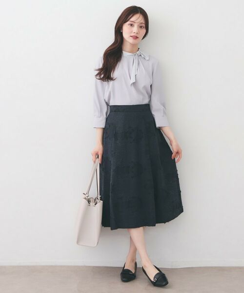 index / インデックス スカート | フラワーカットジャカードタックフレアスカート【洗濯機OK／イージーアイロン】 | 詳細10