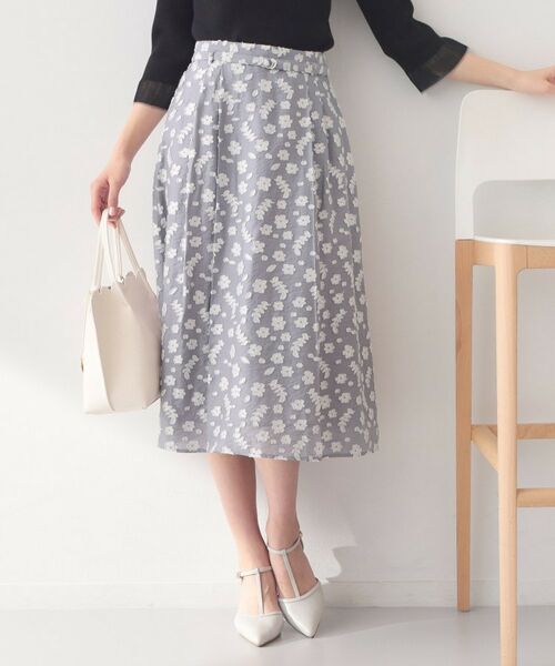 index / インデックス スカート | 麻調花柄ジャカードフレアスカート【ハンドウォッシャブル】 | 詳細1