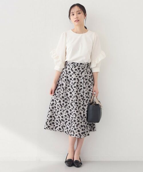 index / インデックス スカート | 麻調花柄ジャカードフレアスカート【ハンドウォッシャブル】 | 詳細10