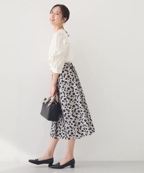 index / インデックス スカート | 麻調花柄ジャカードフレアスカート【ハンドウォッシャブル】 | 詳細11