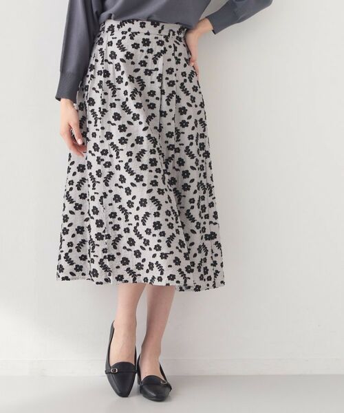 index / インデックス スカート | 麻調花柄ジャカードフレアスカート【ハンドウォッシャブル】 | 詳細12
