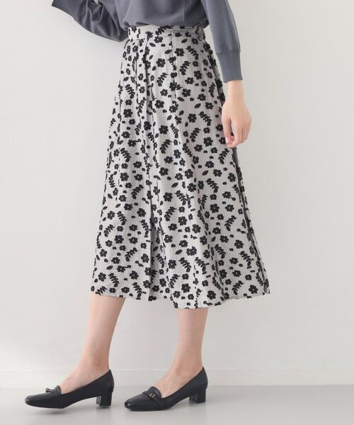 index / インデックス スカート | 麻調花柄ジャカードフレアスカート【ハンドウォッシャブル】 | 詳細13