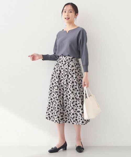 index / インデックス スカート | 麻調花柄ジャカードフレアスカート【ハンドウォッシャブル】 | 詳細14