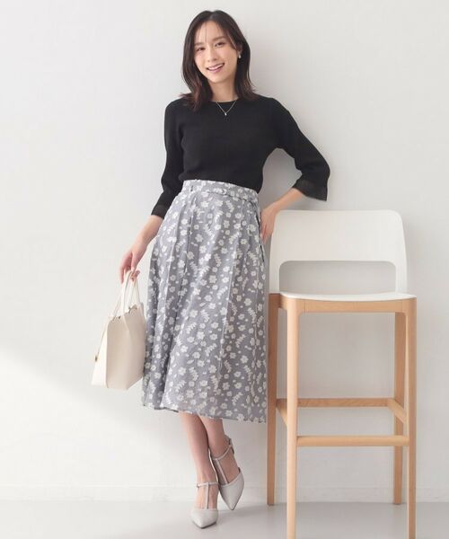 index / インデックス スカート | 麻調花柄ジャカードフレアスカート【ハンドウォッシャブル】 | 詳細2