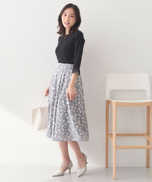 index / インデックス スカート | 麻調花柄ジャカードフレアスカート【ハンドウォッシャブル】 | 詳細3