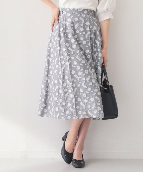 index / インデックス スカート | 麻調花柄ジャカードフレアスカート【ハンドウォッシャブル】 | 詳細4