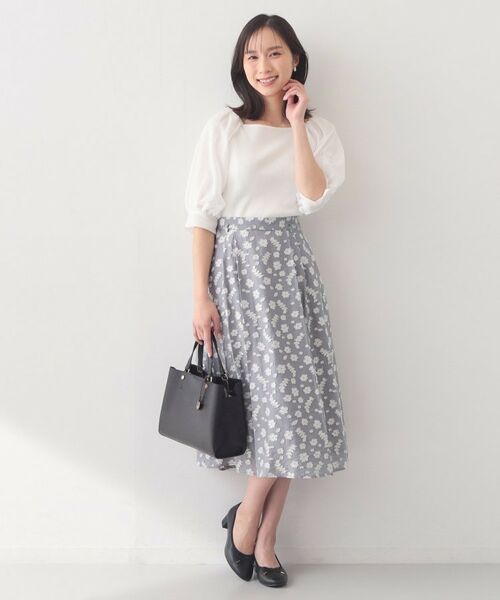 index / インデックス スカート | 麻調花柄ジャカードフレアスカート【ハンドウォッシャブル】 | 詳細6