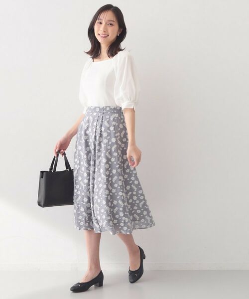 index / インデックス スカート | 麻調花柄ジャカードフレアスカート【ハンドウォッシャブル】 | 詳細7