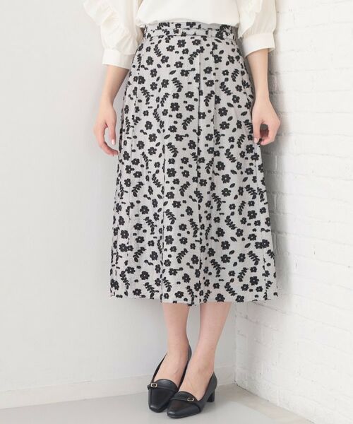 index / インデックス スカート | 麻調花柄ジャカードフレアスカート【ハンドウォッシャブル】 | 詳細9