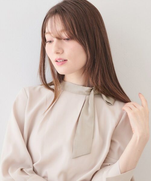 index / インデックス シャツ・ブラウス | サテンアシメボウブラウス【洗濯機OK／イージーアイロン】 | 詳細1