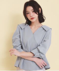 index / インデックス シャツ・ブラウス | 変形カシュクールタックシャツ【洗濯機OK／ストレッチ】