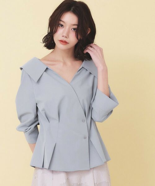 index / インデックス シャツ・ブラウス | 変形カシュクールタックシャツ【洗濯機OK／ストレッチ】 | 詳細11