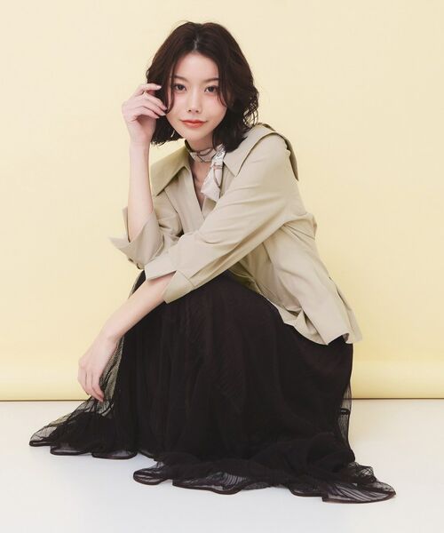 index / インデックス シャツ・ブラウス | 変形カシュクールタックシャツ【洗濯機OK／ストレッチ】 | 詳細16