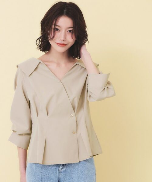 index / インデックス シャツ・ブラウス | 変形カシュクールタックシャツ【洗濯機OK／ストレッチ】 | 詳細18