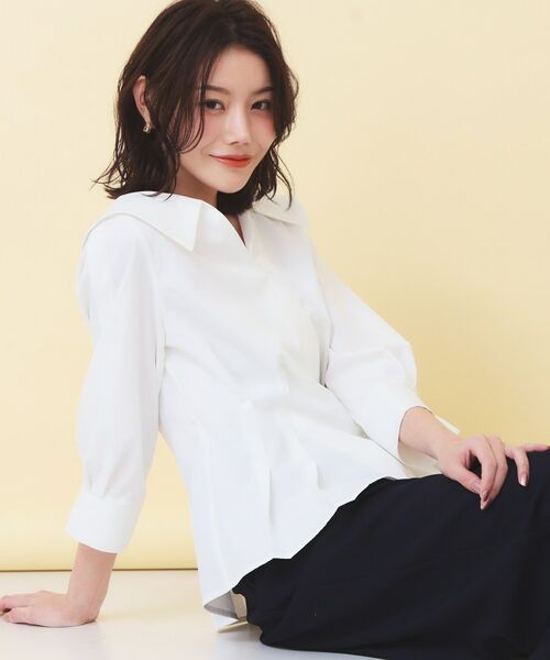 index / インデックス シャツ・ブラウス | 変形カシュクールタックシャツ【洗濯機OK／ストレッチ】 | 詳細2