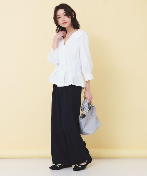 index / インデックス シャツ・ブラウス | 変形カシュクールタックシャツ【洗濯機OK／ストレッチ】 | 詳細3