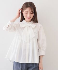 index / インデックス シャツ・ブラウス | ボウタイ取り外し2way ペプラムブラウス【洗濯機OK・イージーアイロン・防シワ】
