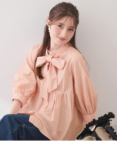 index / インデックス シャツ・ブラウス | ボウタイ取り外し2way ペプラムブラウス【洗濯機OK・イージーアイロン・防シワ】