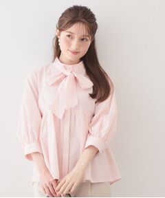 index / インデックス シャツ・ブラウス | ボウタイ取り外し2way ペプラムブラウス【洗濯機OK・イージーアイロン・防シワ】