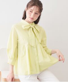 index / インデックス シャツ・ブラウス | ボウタイ取り外し2way ペプラムブラウス【洗濯機OK・イージーアイロン・防シワ】