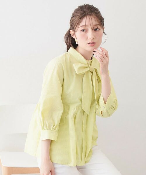 index / インデックス シャツ・ブラウス | ボウタイ取り外し2way ペプラムブラウス【洗濯機OK・イージーアイロン・防シワ】 | 詳細15