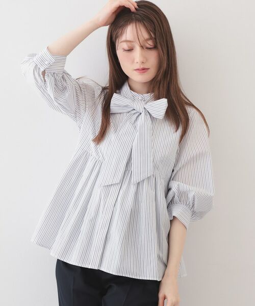 index / インデックス シャツ・ブラウス | ボウタイ取り外し2way ペプラムブラウス【洗濯機OK・イージーアイロン・防シワ】 | 詳細8