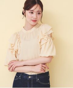 index / インデックス シャツ・ブラウス | スリットフリルバルーンスリーブブラウス【洗濯機OK／イージーアイロン／防シワ】