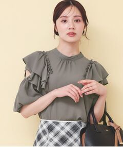 index / インデックス シャツ・ブラウス | スリットフリルバルーンスリーブブラウス【洗濯機OK／イージーアイロン／防シワ】