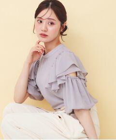 index / インデックス シャツ・ブラウス | スリットフリルバルーンスリーブブラウス【洗濯機OK／イージーアイロン／防シワ】