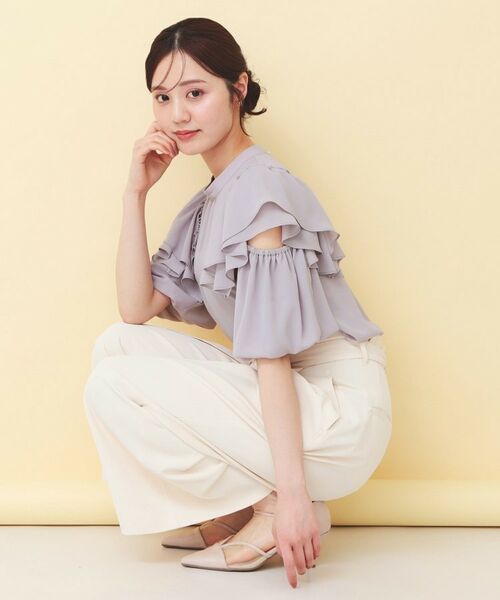 index / インデックス シャツ・ブラウス | スリットフリルバルーンスリーブブラウス【洗濯機OK／イージーアイロン／防シワ】 | 詳細10