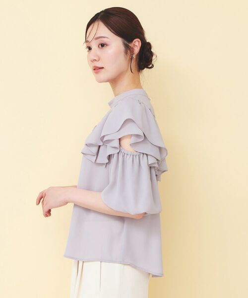index / インデックス シャツ・ブラウス | スリットフリルバルーンスリーブブラウス【洗濯機OK／イージーアイロン／防シワ】 | 詳細14