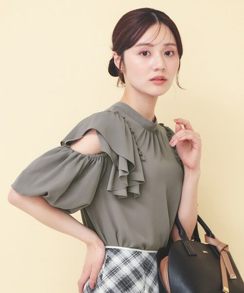 index / インデックス シャツ・ブラウス | スリットフリルバルーンスリーブブラウス【洗濯機OK／イージーアイロン／防シワ】 | 詳細5