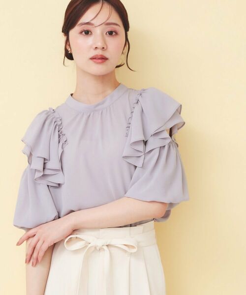 index / インデックス シャツ・ブラウス | スリットフリルバルーンスリーブブラウス【洗濯機OK／イージーアイロン／防シワ】 | 詳細9