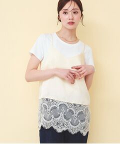 index / インデックス キャミソール・チューブトップ | サテンレースキャミソール【洗濯機OK】