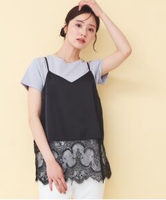 index / インデックス キャミソール・チューブトップ | サテンレースキャミソール【洗濯機OK】