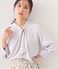 index / インデックス シャツ・ブラウス | アシメドレープボウタイブラウス【洗濯機OK・イージーアイロン】