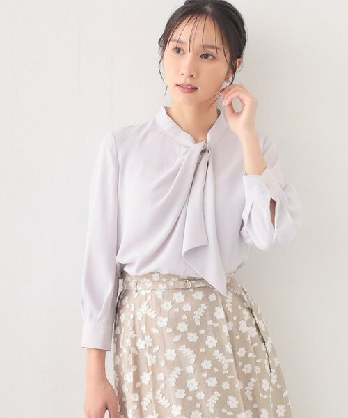 index / インデックス シャツ・ブラウス | アシメドレープボウタイブラウス【洗濯機OK・イージーアイロン】 | 詳細13