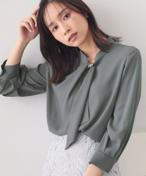 index / インデックス シャツ・ブラウス | アシメドレープボウタイブラウス【洗濯機OK・イージーアイロン】 | 詳細5