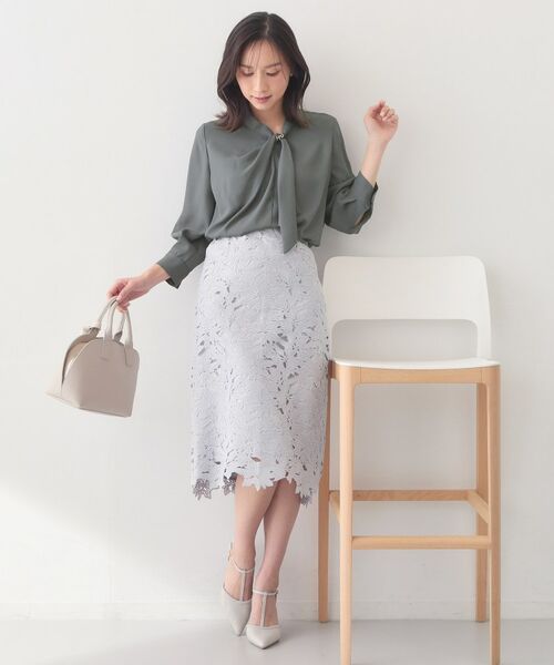 index / インデックス シャツ・ブラウス | アシメドレープボウタイブラウス【洗濯機OK・イージーアイロン】 | 詳細7