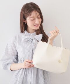 index / インデックス トートバッグ | 【2WAY】軽量合皮スカラップデザインミドルトートバッグ