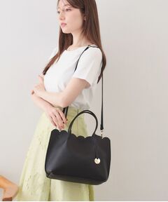 index / インデックス トートバッグ | 【2WAY】軽量合皮スカラップデザインミドルトートバッグ