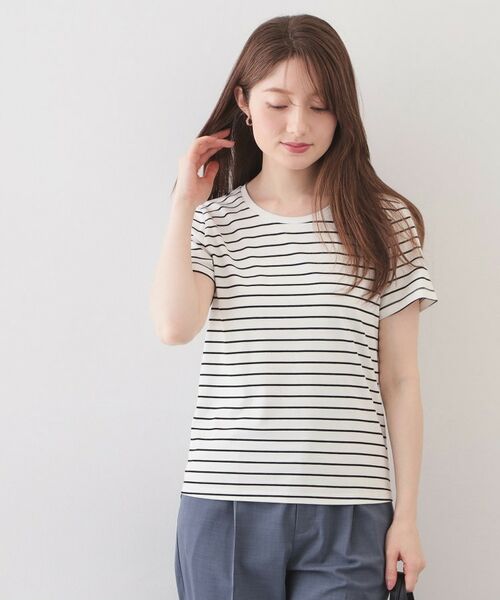 index / インデックス Tシャツ | 薄手なのに透けにくい!ベーシックTシャツ【洗濯機OK・接触冷感・吸水速乾・透け防止・UVケア】(オフホワイト(303))