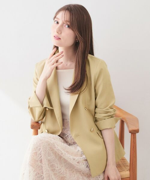 index / インデックス テーラードジャケット | 多機能ダブルブレストテーラードジャケット【洗濯機OK・接触冷感・吸水速乾・イージーアイロン・防シワ】（ベージュ(052)）