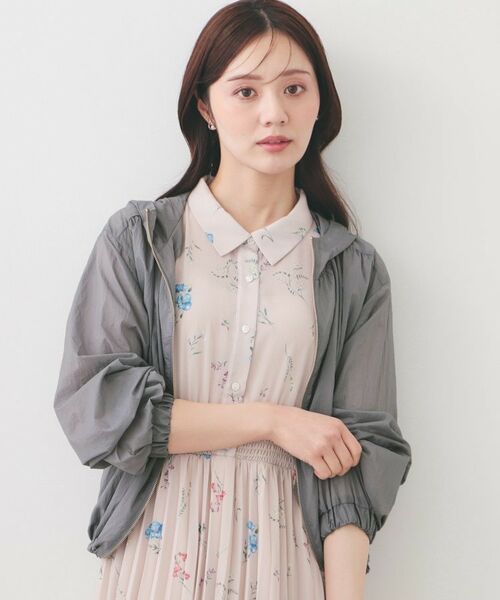 index / インデックス レザーブルゾン・ジャケット | シアーフーディーブルゾン【洗濯機OK・イージーアイロン・撥水】（チャコールグレー(013)）