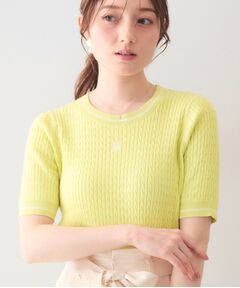 index / インデックス ニット・セーター | オーガニックコットン バイカラーケーブルニット【洗濯機OK・UVケア】