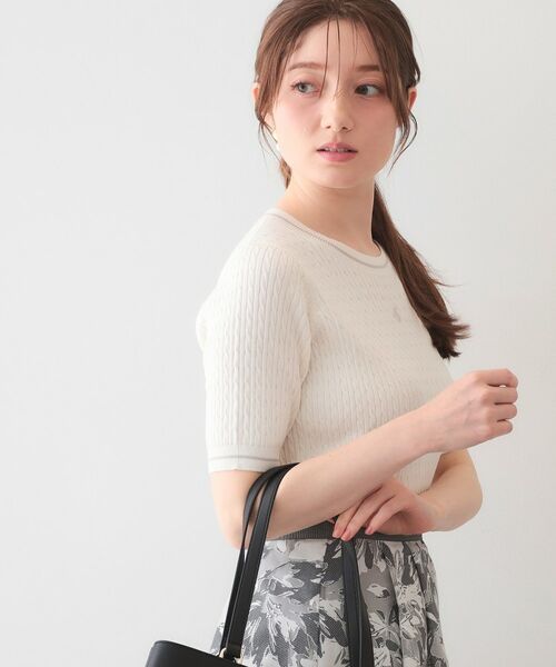 index / インデックス ニット・セーター | オーガニックコットン バイカラーケーブルニット【洗濯機OK・UVケア】 | 詳細1